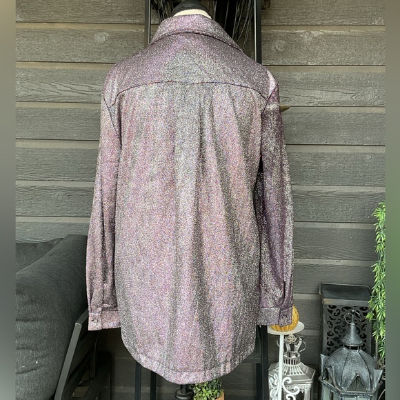 Umgee Super Shimmering Sparkly Button-Up Shirt M - Picture 5 of 7